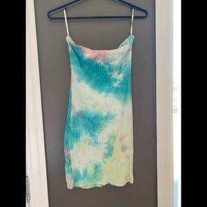 tie dye strapless dress